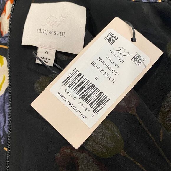 NWT 5a7 Cinq à Sept Dress 100% SILK Asymm Hemline Flutter Sleeve Tulip Floral 0 - Picture 13 of 13